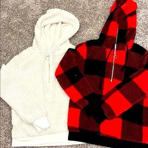Set of 2 Sherpa Zip Up Hoodies sm 3-5